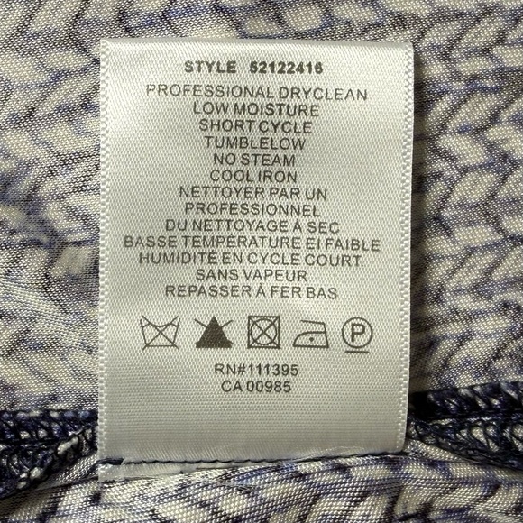 Tory Burch 100% silk belted shirt dress gold logo cuff buttons blue ivory small - Picture 13 of 15